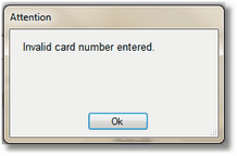 Press OK to continue and enter the card number again.