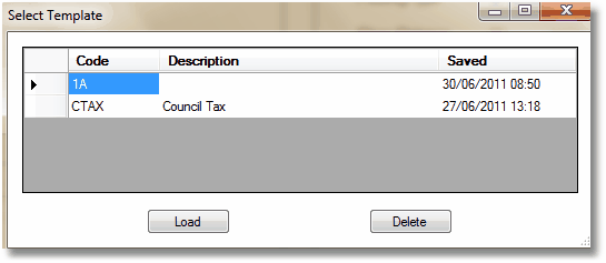 Select a template from the list and click Load