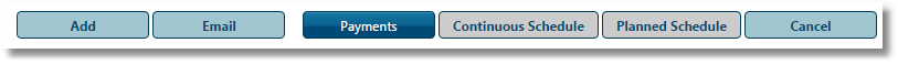 No payment schedule plans were configured for the fund. The scheduling buttons are greyed out. To change, go to Income Management > Site Setup > Main Configuration > Fund