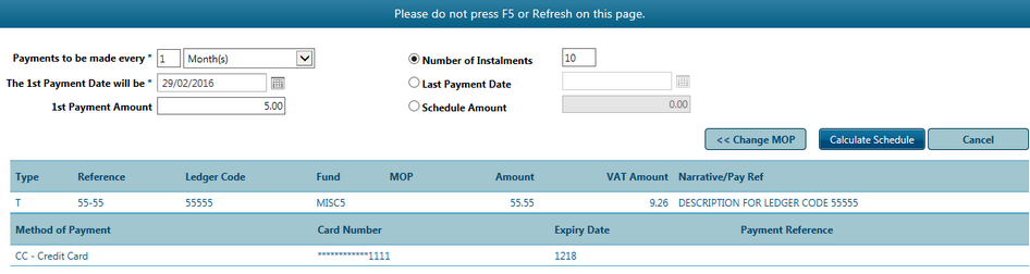 PaymentScheduleNumberOfInstalments