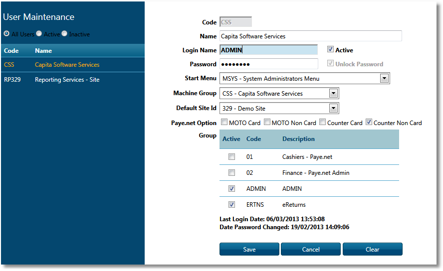 Select any of the fields to the right of the User List for a further explanation of the options.